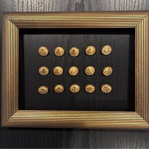 Vintage ‘Waterbury type’ brass Buttons “H” with crown. UNSIGNED. Set 15